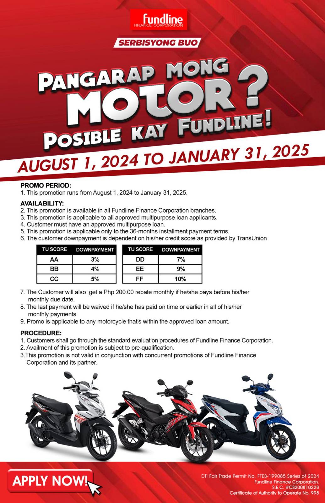Pangarap mong motor? Posible kay Fundline! banner
